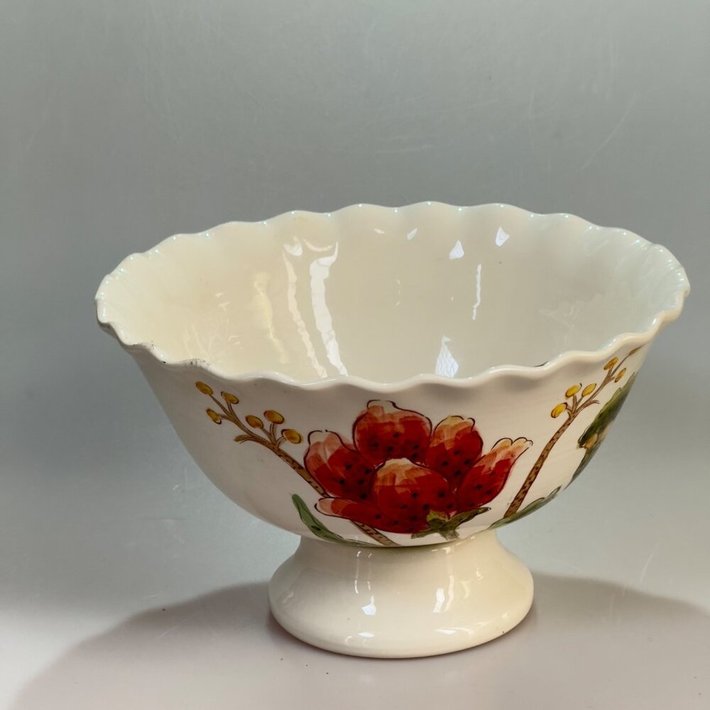 Maxcera Mum Floral Multi-Purpose Ceramic Footed Pedestal Bowl - Picture 6 of 8